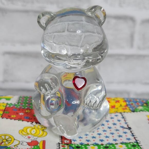 Fenton January July Birthstone Heart Glass Bear - Picture 1 of 6
